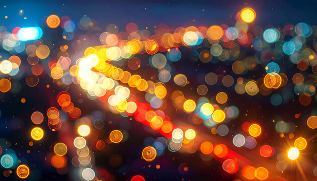 Bokeh lights abstract background at night