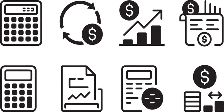Hand drawn financial growth and investment concept icons isolated on transparent background