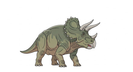Fototapeta premium Triceratops Dinosaur Illustration on White Background.