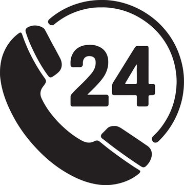 Twenty four hour clock icon isolated on transparent background for time management