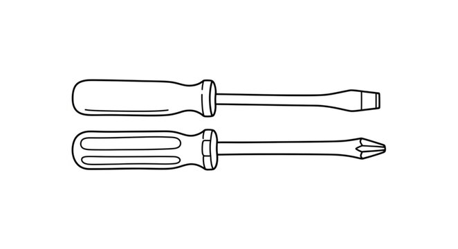 Two Hand Screwdrivers Isolated on White Background.