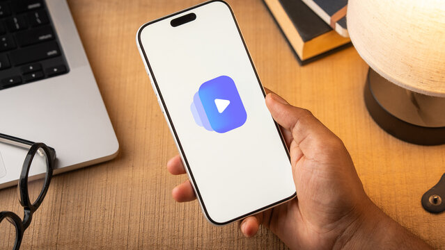 Google vids logo is displayed on the screen of a smartphone, in Bangalore, India, on February 28, 2026