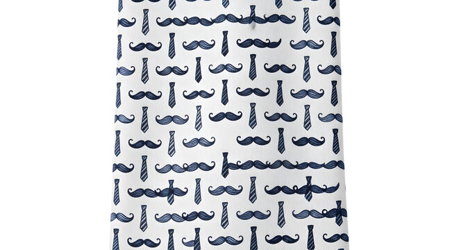 Blue mustache pattern on a white surface with a transparent background effect