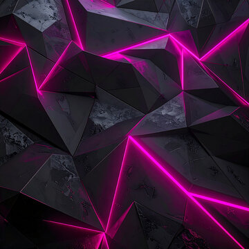 Dark Geometric Abstract with Neon Pink Glowing Lines