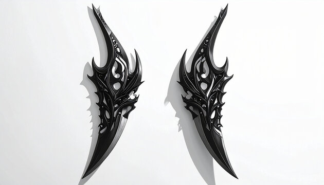 Dark Ornate Daggers Gothic Fantasy Style Isolated