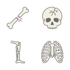 Fototapeta premium Broken Bone Fracture Medical Icons Set