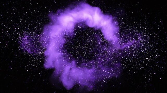 Purple Energy Smoke Ring VFX Overlay on Black Background