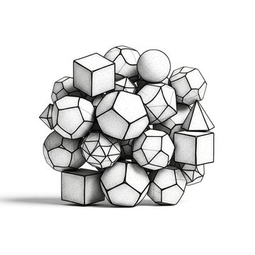 Geometric shapes 3D illustration.