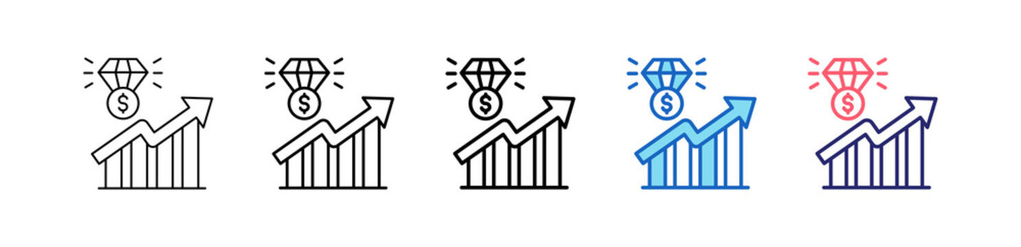 Business Value Icon In 5 Different Styles Set Collection.   