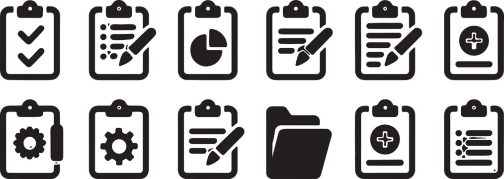 Set of twelve flat design mobile app interface icons isolated on transparent background