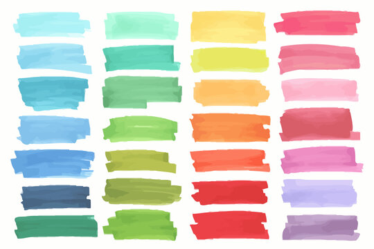 Colorful highlighter pen strokes collection for design elements