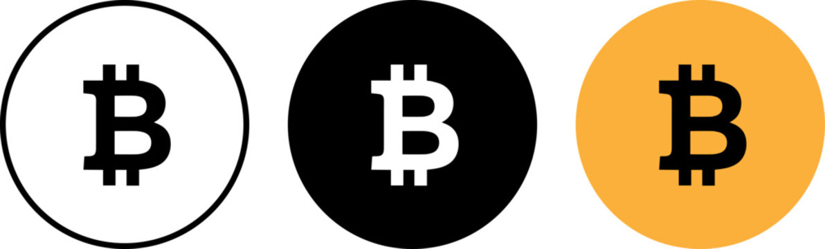 Set of bitcoin cryptocurrency icons in different styles