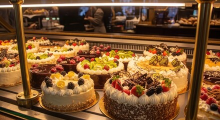 Fototapeta premium A vibrant display of desserts, each one a masterpiece of flavors and presentation.