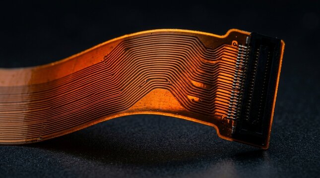 Macro view of a flexible printed circuit board connector.