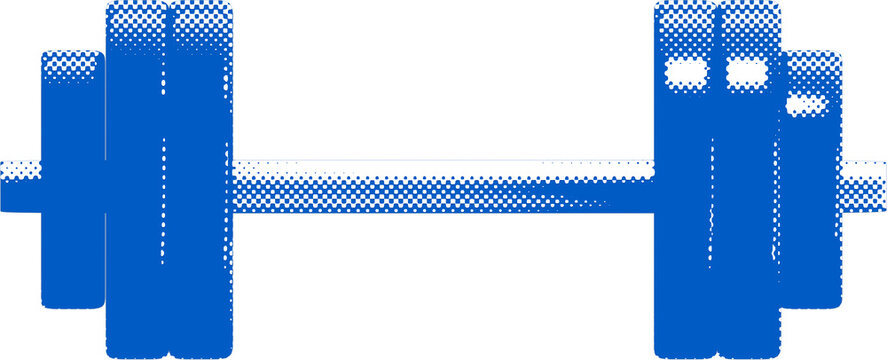 Blue Halftone Barbell Illustration for Fitness and Gym Equipment Design