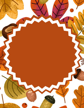 Autumn falling leaves floral border banner with blank copy space for seasonal sale announcement and ecommerce promotion flyer, flat vector illustration.