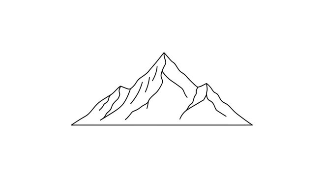 Minimalist mountain outline, simple line art, peak, nature landscape