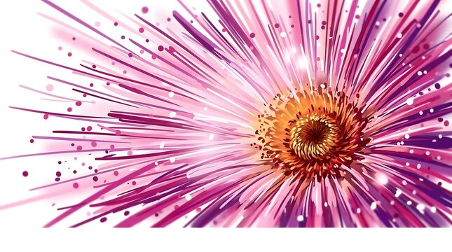 Abstract digital explosion with vibrant pink and purple light rays