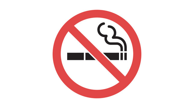 No smoking pictogram with cigarette and smoke red circle silhouette