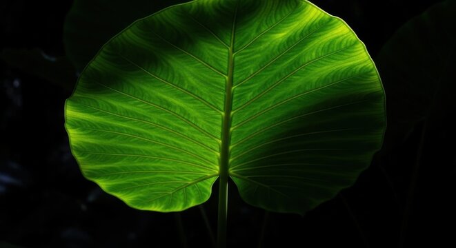 Vibrant Green Elephant Ear Leaf With Intricate Veins
