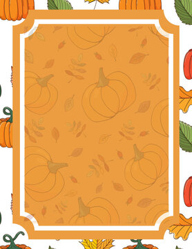 Autumn shopping festival poster template with elegant border and blank centre area for mega sale announcement, best deal highlights, and limited time discount offer for ecommerce platforms.