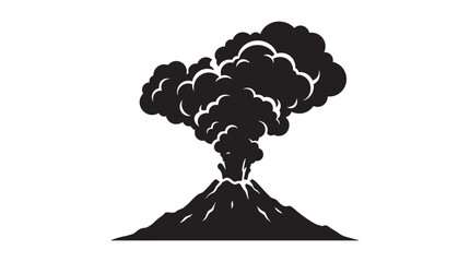 Volcano Eruption Silhouette Against White Background volcanic © MDAbdul