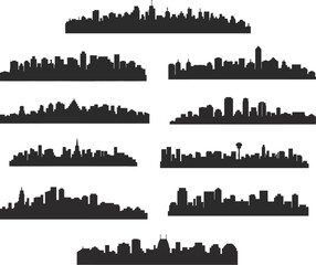 Fototapeta premium San Francisco and New York City skyline silhouette vector illustration of urban cityscape with skyscrapers, landmarks, and panoramic downtown view
