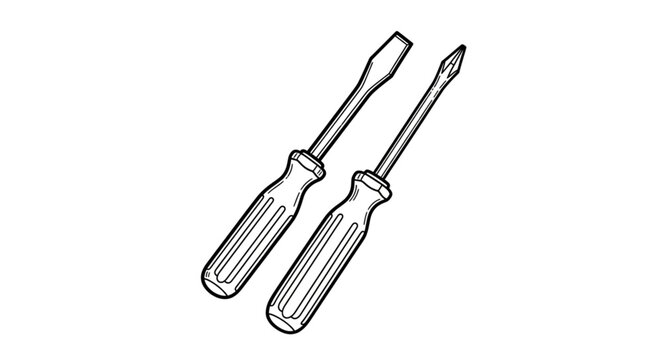 Two screwdrivers isolated on a white background illustration.