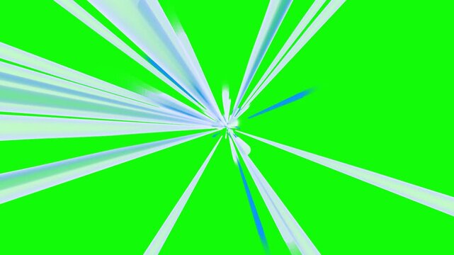 Energy speed lines transition blue and white zoom rays bursting on green screen chroma key 