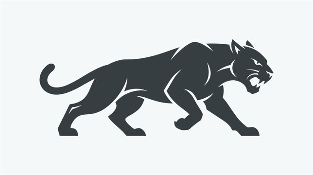 Panther silhouette vector illustration black panther leopard cougar puma stalking aggressive powerful predator animal mascot logo icon graphic design element