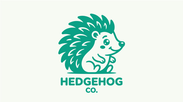 Hedgehog logo vector illustration minimalist simple cartoon mascot character symbol emblem cute animal spikes playful branding graphic design icon