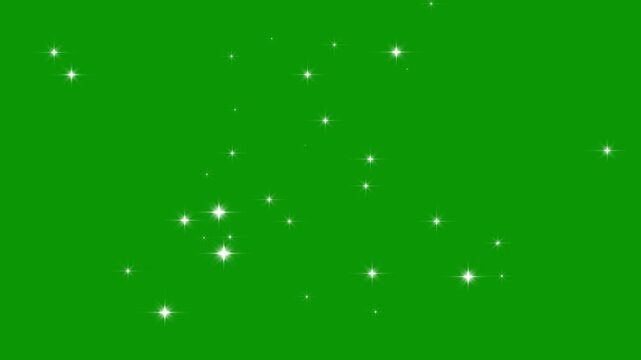 Magical blinking stars with shining white sparkles on green background, seamless loop luxury abstract glitter particle transition backdrop cosmic night sky motion graphics overlay. 4k animation.