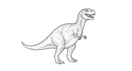 Tyrannosaurus Rex Dinosaur Illustration Line Art. © Lili
