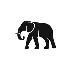 Fototapeta premium Minimalist black elephant silhouette icon, elegant wildlife symbol
