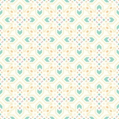 Fototapeta premium Seamless geometric islamic vector pattern with pastel colorful arabic ornament elements