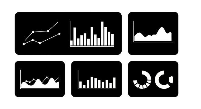 Black and white business graphs.