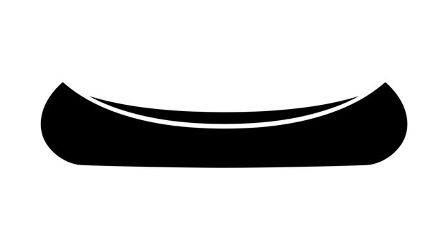 Black canoe silhouette against white background for outdoor recreation