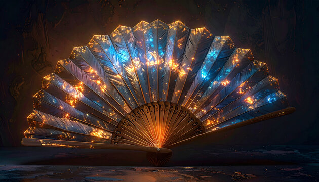 Glowing Crystal Fan with Blue and Orange Lights