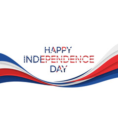 Fototapeta premium Happy Independence Day USA - Waving Flag Stripes on White Background