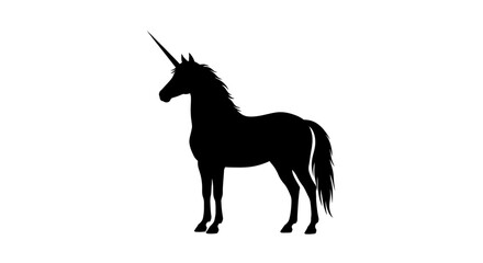 Fototapeta premium Mythical Unicorn Silhouette Profile View.