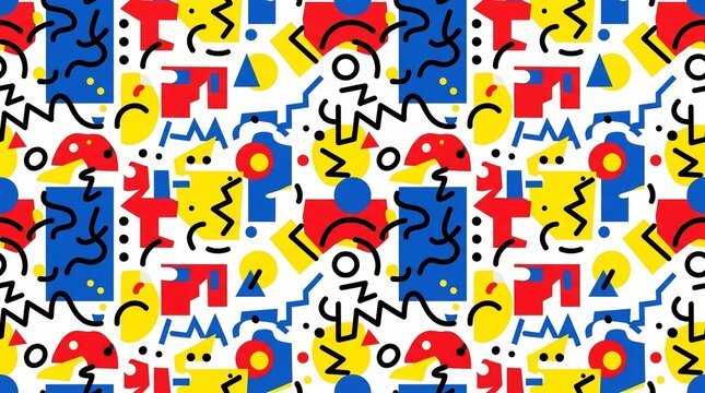 Memphis Design Pattern Background 1980s Retro Colorful Geometric
