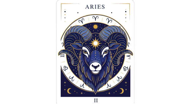 Aries Zodiac Sign Astrology Symbol Ram Horoscope Celestial Art