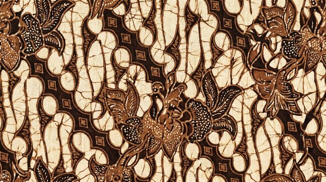 Batik Tulis Pattern Background Indonesian Traditional Textile Art
