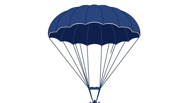 Blue Parachute with Suspension Lines on White Background