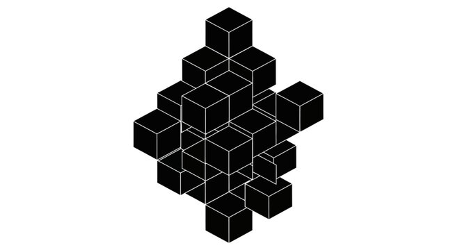 Black Cubes Forming Geometric Shape.