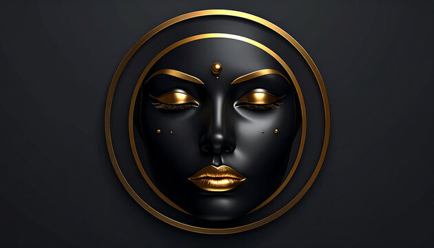 Black woman face gold makeup mask spiritual mystic isolated