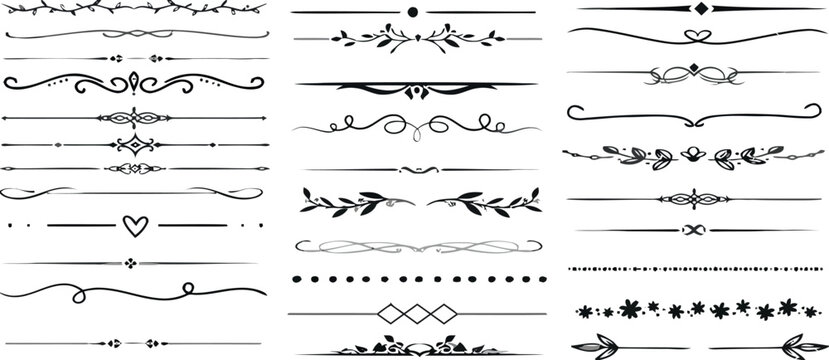 Set of Hand-Drawn Decorative Text Dividers and Ornate Line Breaks