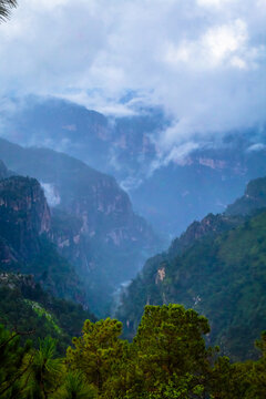 Landscapes among clouds in the mountains, in Mexiquillo Durango, Sierra Madre Occidental