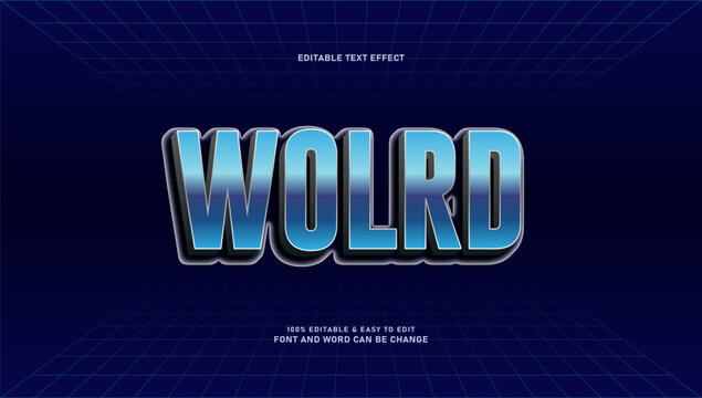 80s Retro Synthwave Editable Text Effect Style with Chrome Metallic Font