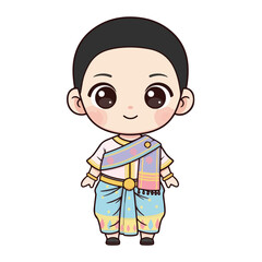 Obraz premium Global Culture Kids – Cute Cartoon Children in Traditional Clothing from Around the World